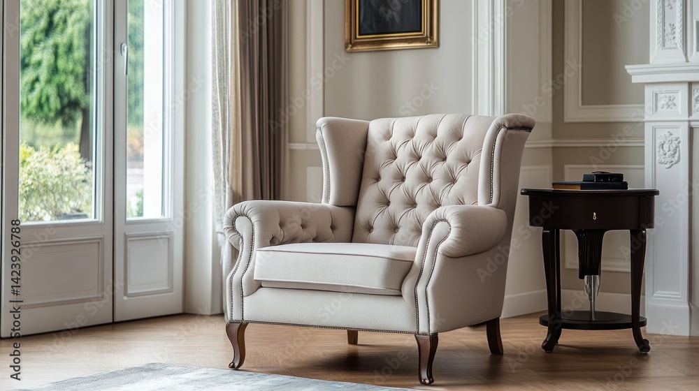 Fototapeta premium Elegant Wingback Armchair in Luxurious Interior