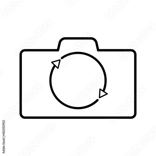 Black single rotate camera mode line icon, simple Switch from front to back flat design pictogram vector for app ads web banner button ui ux interface elements isolated on white background