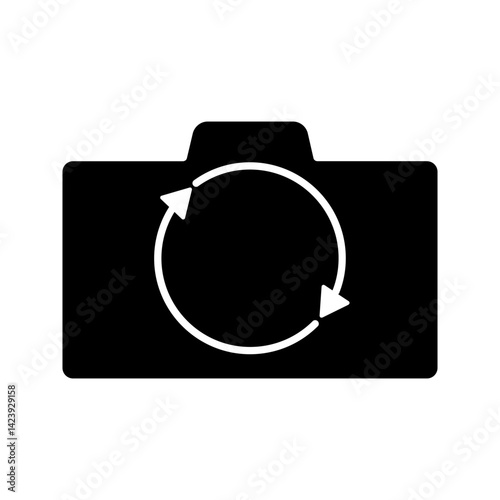 Black single rotate camera mode line icon, simple Switch from front to back flat design pictogram vector for app ads web banner button ui ux interface elements isolated on white background