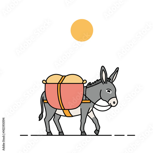 Donkey carrying load: Hardworking animal in traditional rural lifestyle
