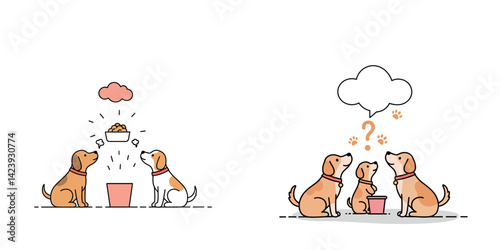 Dogs begging for food: Playful pets seeking treats with adorable expressions