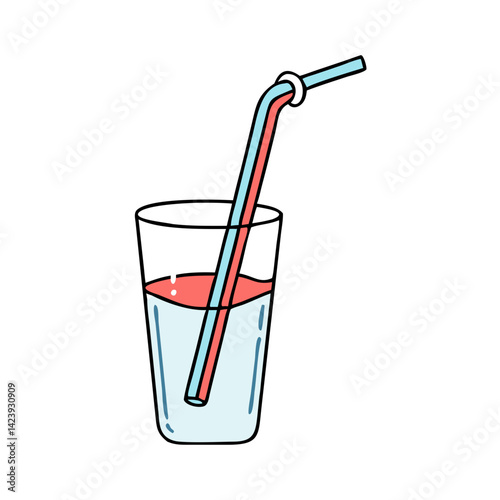 drinking straw in glass icon, drinking straw in glass vector illustration-simple illustration of drinking straw in glass, perfect for drinking straw in glass logos and icons