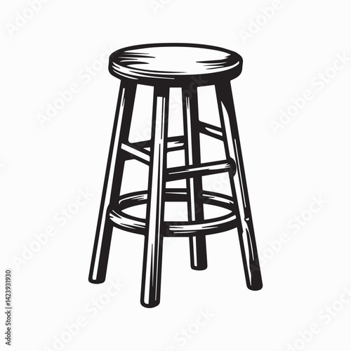 Wooden Stool with Legs Icon
