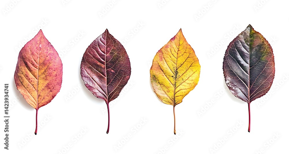 Fototapeta premium Set of autumn leaves isolated on a white background