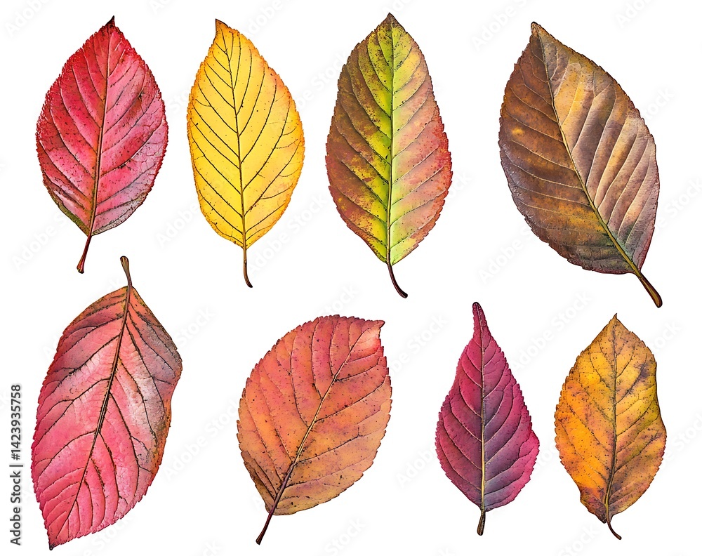 Fototapeta premium Set of autumn leaves isolated on a white background
