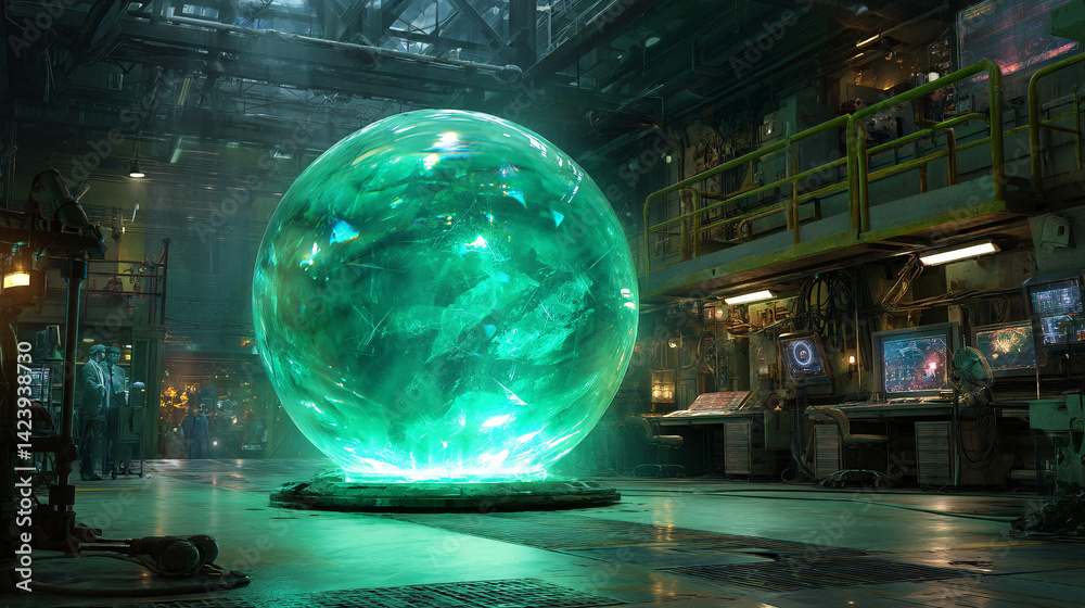 Fototapeta premium Massive Energy Sphere in Futuristic Research Facility