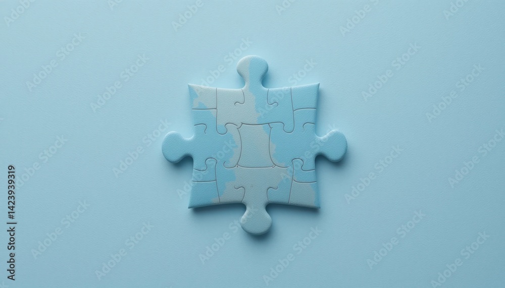 Solving the puzzle of creativity abstract blue jigsaw piece on soft background minimalist art conceptual design close-up view Solving the puzzle of creativity abstract blue jigsaw piece on soft background minimalist art conceptual design close-up view