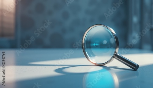 Wallpaper Mural Exploring magnification techniques a close-up view of a magnifying glass in a modern office environment Torontodigital.ca