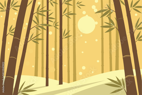 Bamboo Forest Ecosystem Lush Natural Habitat & Cultural Icon Asian Landscape Illustration