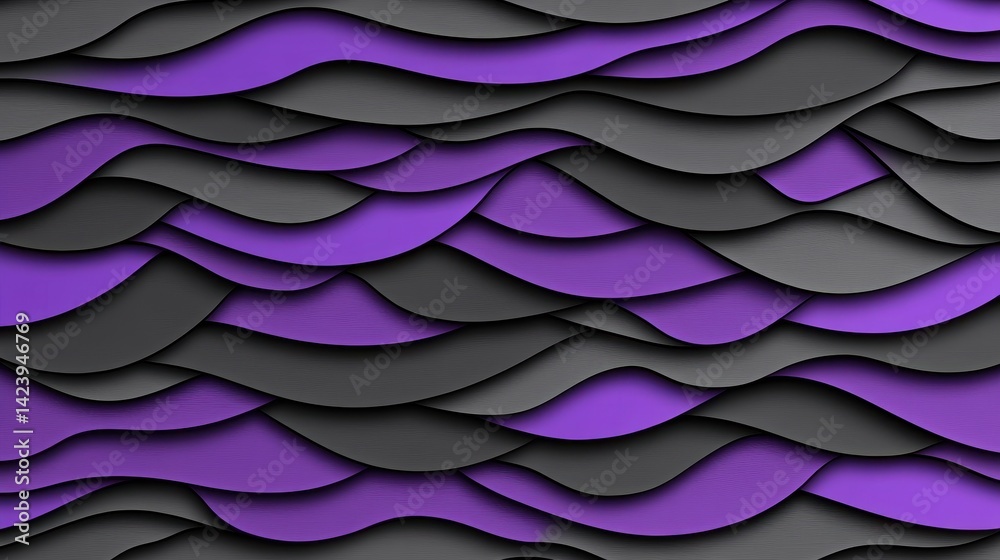 Obraz premium Abstract Purple and Gray Layered Wave Pattern