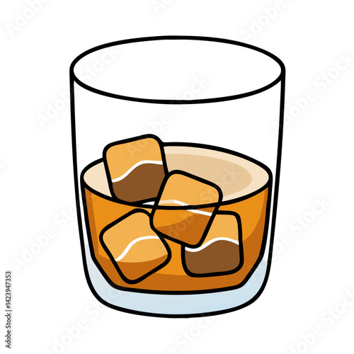 glass of whiskey on rocks icon, glass of whiskey on rocks vector illustration-simple illustration of glass of whiskey on rocks, perfect for glass of whiskey on rocks logos and icons