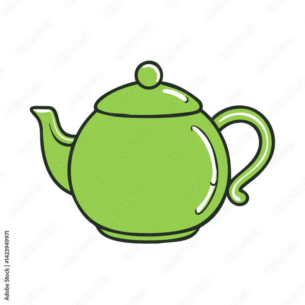 Obraz premium green tea pot icon, green tea pot vector illustration-simple illustration of green tea pot, perfect for green tea pot logos and icons