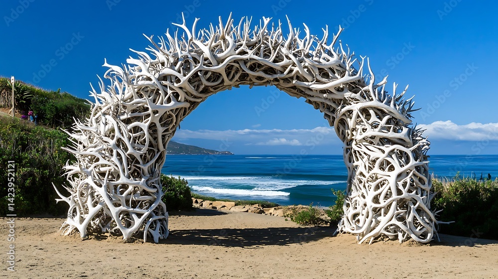 Fototapeta premium Archway of antler art on beach