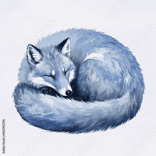 Wildwater fox arctic fox isolated watercolor vector illustration svg 