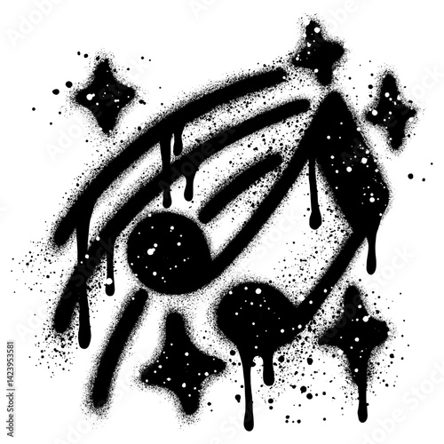 Spray Painted Graffiti Tone icon Word Sprayed isolated with a white background. graffiti Note music icon with over spray in black over white. Vector illustration.