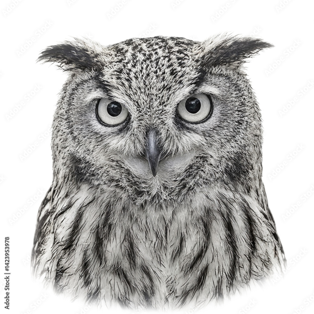 Obraz premium Isolated close up of a mesmerizing owl with wide blinking eyes capturing a range of expressions