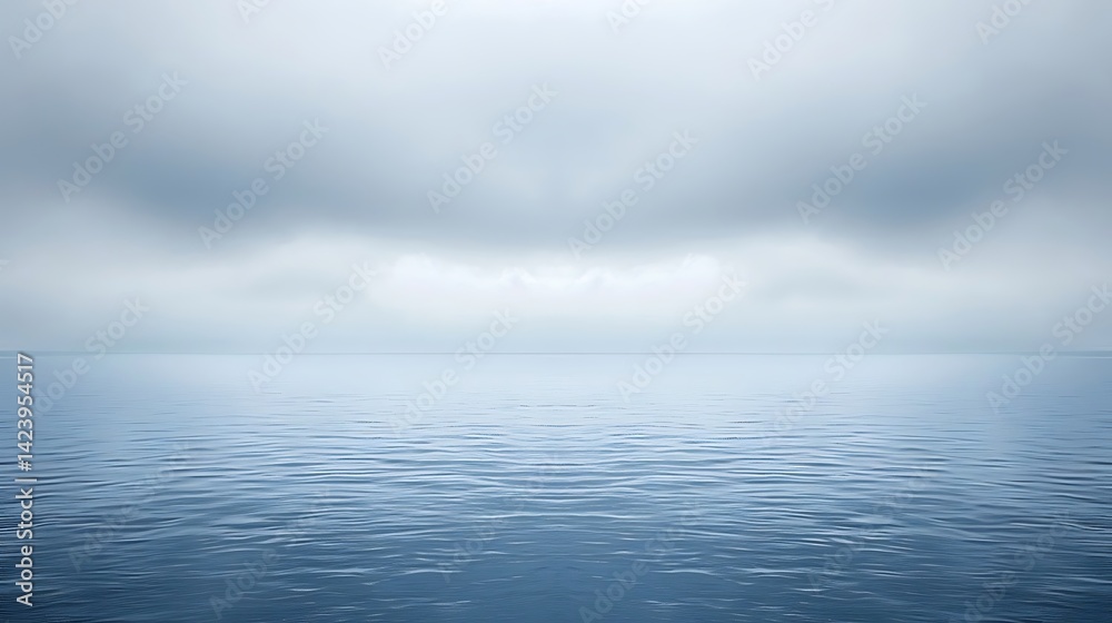 Obraz premium Tranquil ocean view under a cloudy sky creating a sense of calm serenity