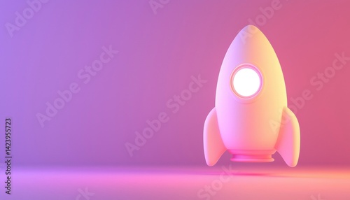 Pastel Rocket in Gradient Background