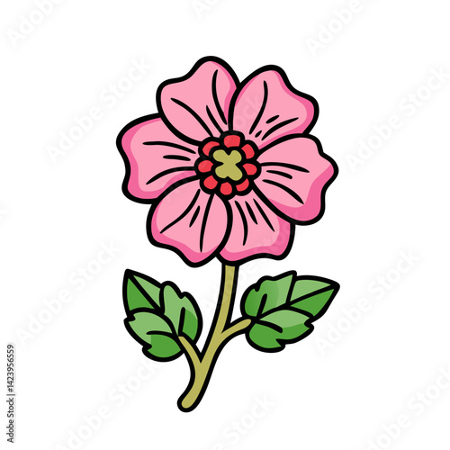 hollyhock flower icon, hollyhock flower vector illustration-simple illustration of hollyhock flower, perfect for hollyhock flower logos and icons