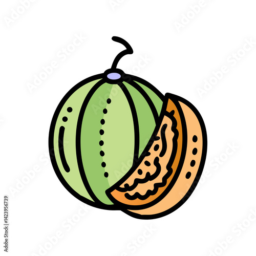 honeydew melon icon, honeydew melon vector illustration-simple illustration of honeydew melon, perfect for honeydew melon logos and icons