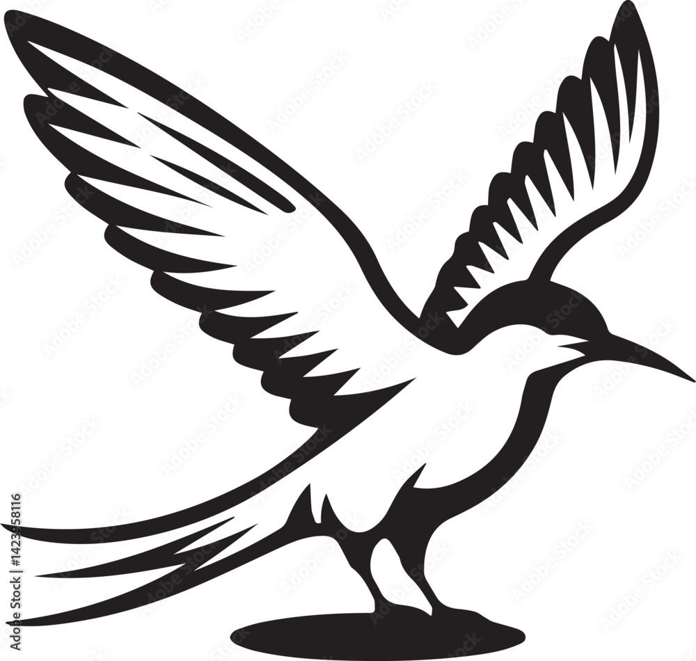 Fototapeta premium swift bird silhouette vector, swift bird logo vector, swift bird icon