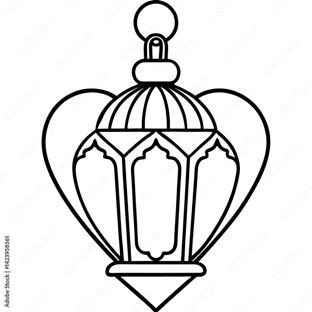 Fototapeta premium Elegant Heart Lantern Outline