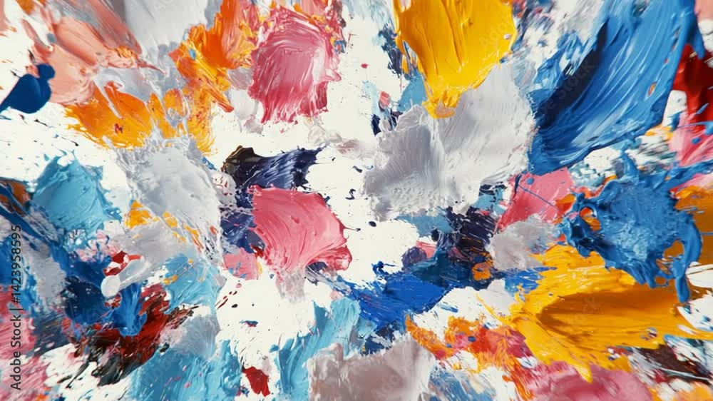 Abstract multicolor oil paint splash on white backdrop creates dynamic visual display Abstract multicolor oil paint splash on white backdrop creates dynamic visual display
