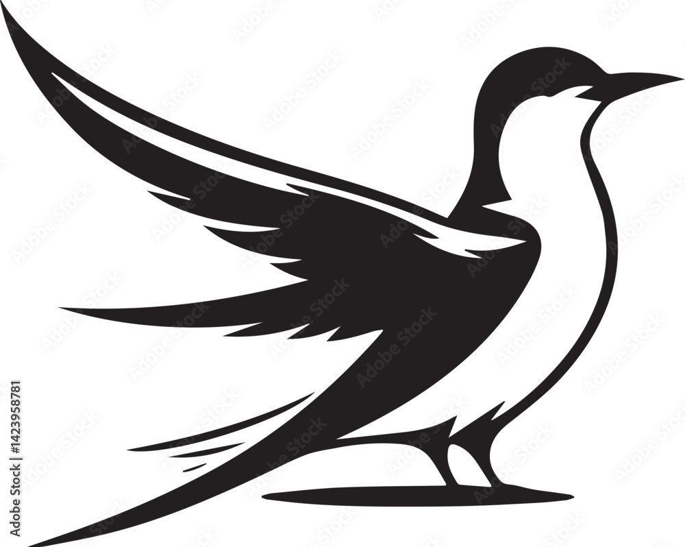 Fototapeta premium swift bird silhouette vector, swift bird logo vector, swift bird icon