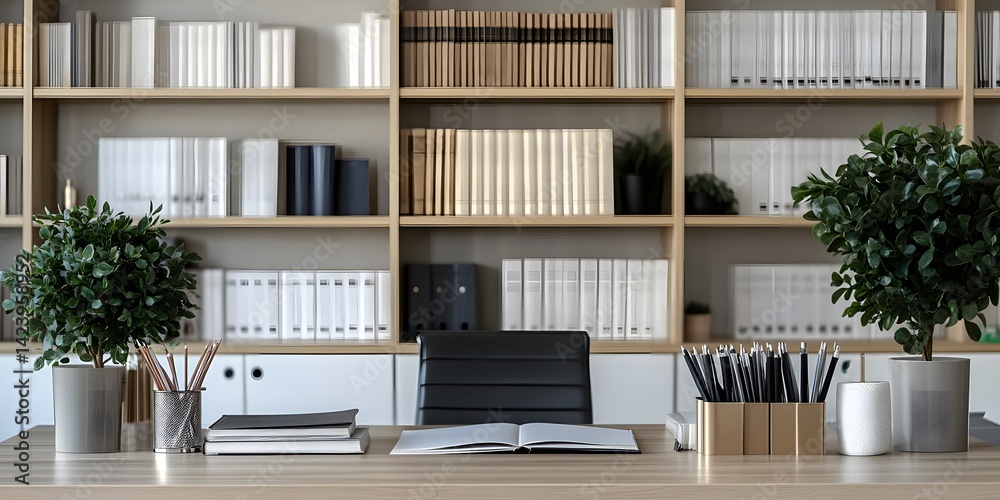 Workspace with books and supplies. Workspace with books and supplies.