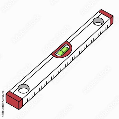 Spirit Level Illustration With Green Bubble For Construction And Home Improvement