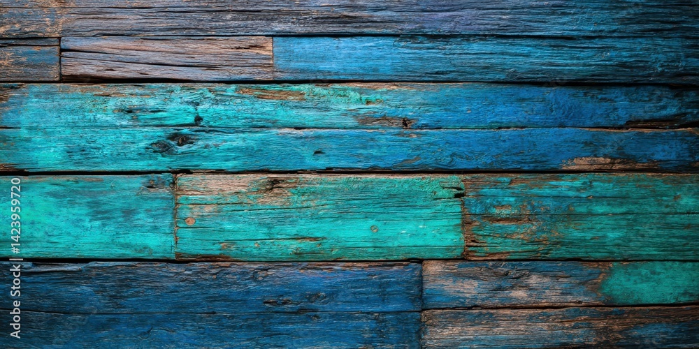 A blue wooden background with a blue sky in the background A blue wooden background with a blue sky in the background