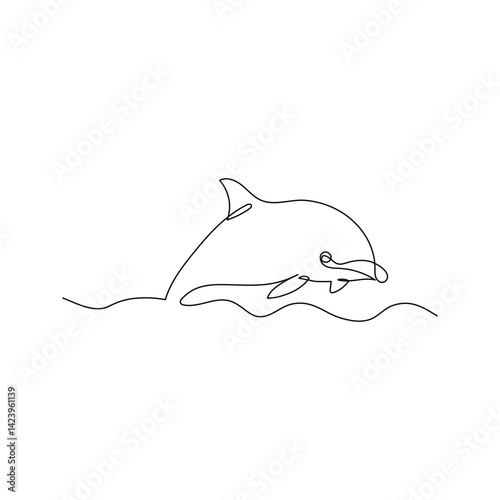Continuous one line drawing of dolphin. Dolphin Vector Art, Icons, and Graphics illustration. dolphin image