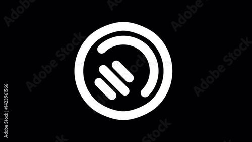 Icon vacuum robot is distorted. Glitch. Noise, chromatic aberration, geometric distortion. Transparent background, looped. In-Out looped. Alpha BW at the end