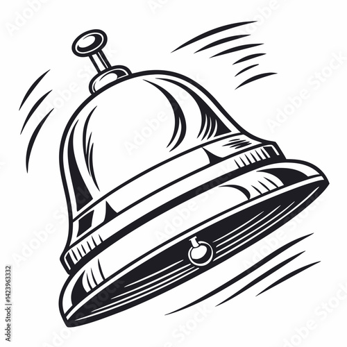 Ringing Bell Illustration Retro Style For Service Call Attention Graphics