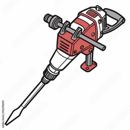 Illustration Of A Powerful Jackhammer Used In Construction And Demolition