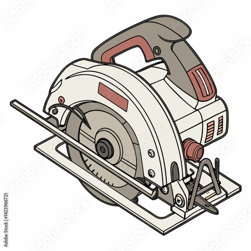 Detailed Illustration Of A Circular Saw Machine For Woodworking Projects