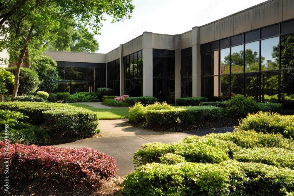 Naklejka premium Modern Office Building with Landscaping