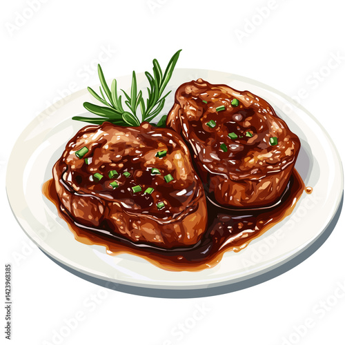 Southern Smothered Pork Chops on White Plate