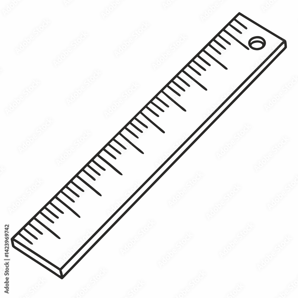 Simple Line Art Illustration Of A Measuring Ruler Tool For Graphics Simple Line Art Illustration Of A Measuring Ruler Tool For Graphics