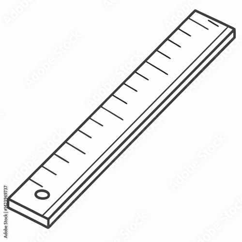 Ruler Outline With Measurement Lines And Hole For Hanging Vector Illustration