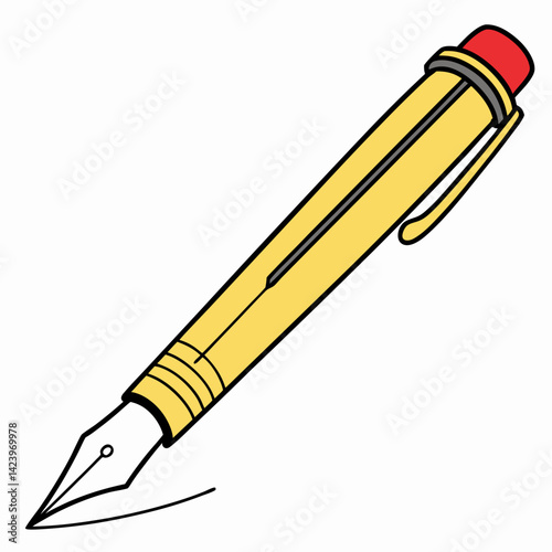 Stylized Fountain Pen Illustration Vintage Writing Instrument Art Design