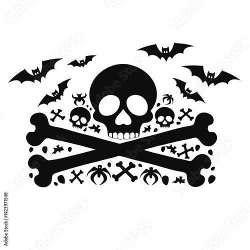 Vector black silhouette of Halloween