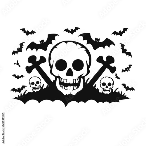 Vector black silhouette of Halloween