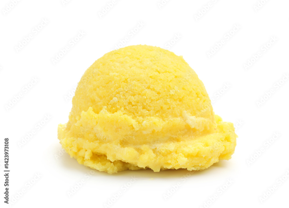 One scoop of delicious ice cream isolated on white One scoop of delicious ice cream isolated on white