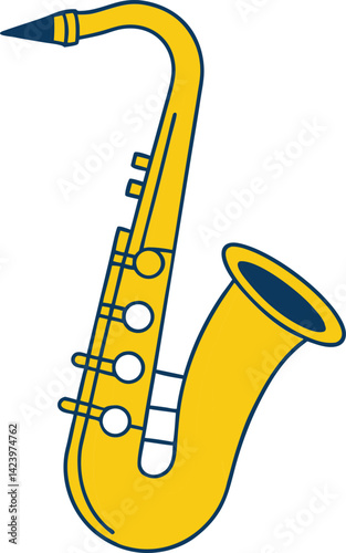 Detailed Jazz Saxophone Clipart Design, Vector illustration of a clipart design celebrating International Jazz Day