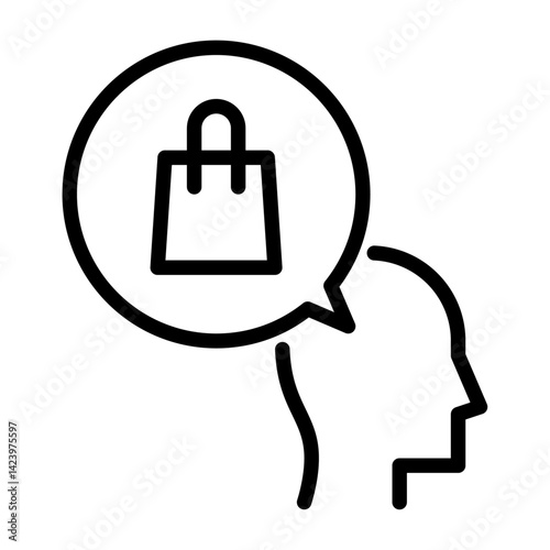 shopaholic outline icon. shopping addiction black line illustration.