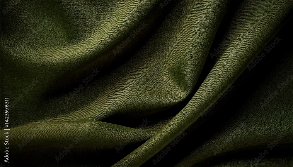 Fototapeta premium Army green fabric background with wavy texture