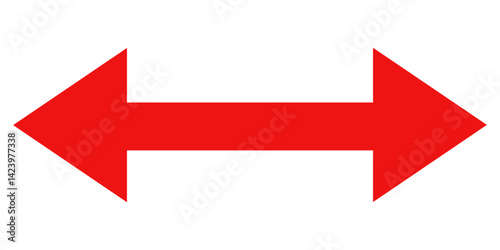 bold red bidirectional arrow red arrow isolated on white