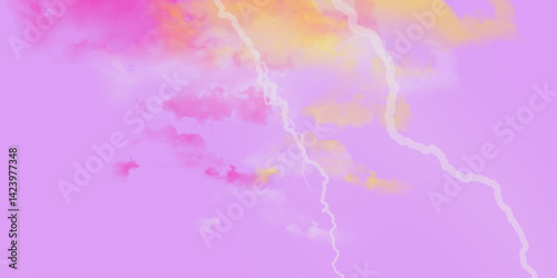 Abstract Pink watercolor background with colors. Abstract background of colorful liquid liner.  marbled grunge. Thunder, lightnings and rain on a stormy summer night in black and white .