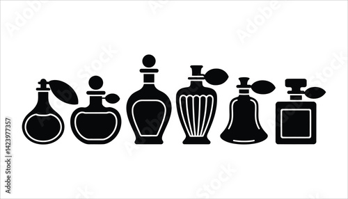 Perfume Bottle Silhouette Vector Set for Beauty, Fragrance, and Cosmetic Design